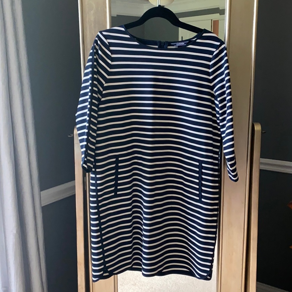 Lands’ End Blue & White Striped Dress 16P